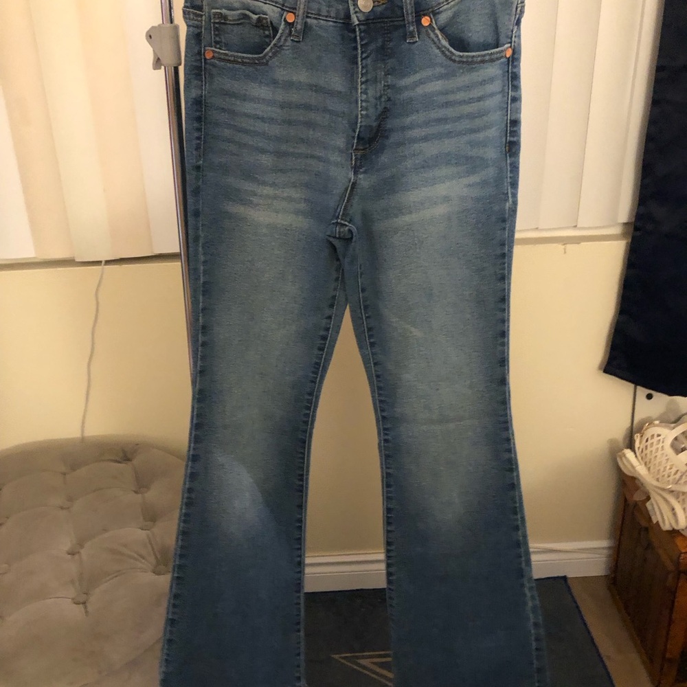 Women's Mid-Blue Wide-Leg Flare Jeans